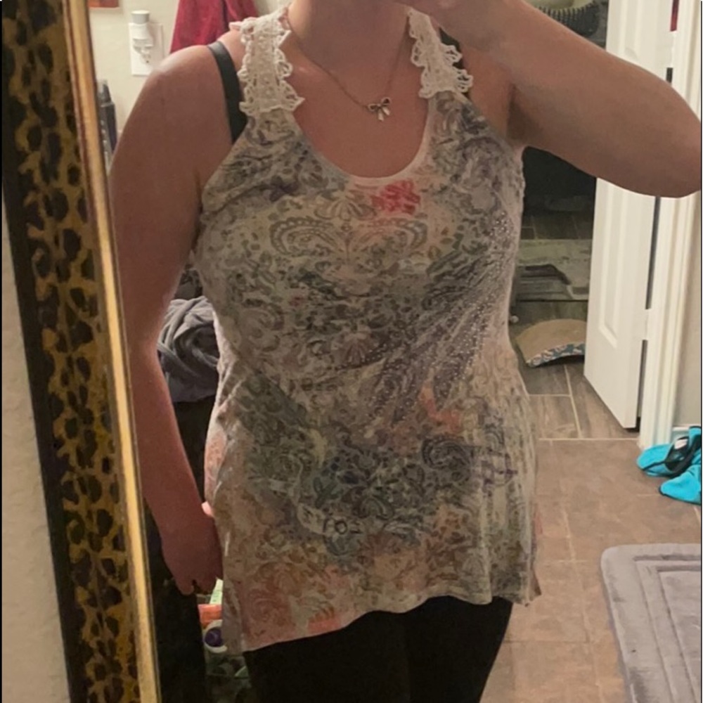 Crochet lace Tank colorful